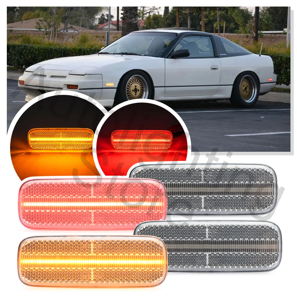 4PCS LED front+rear Side Marker light Fender Turn Signal Lamp for 1989-1994 Nissan 240SX S13 # 26180-40F00