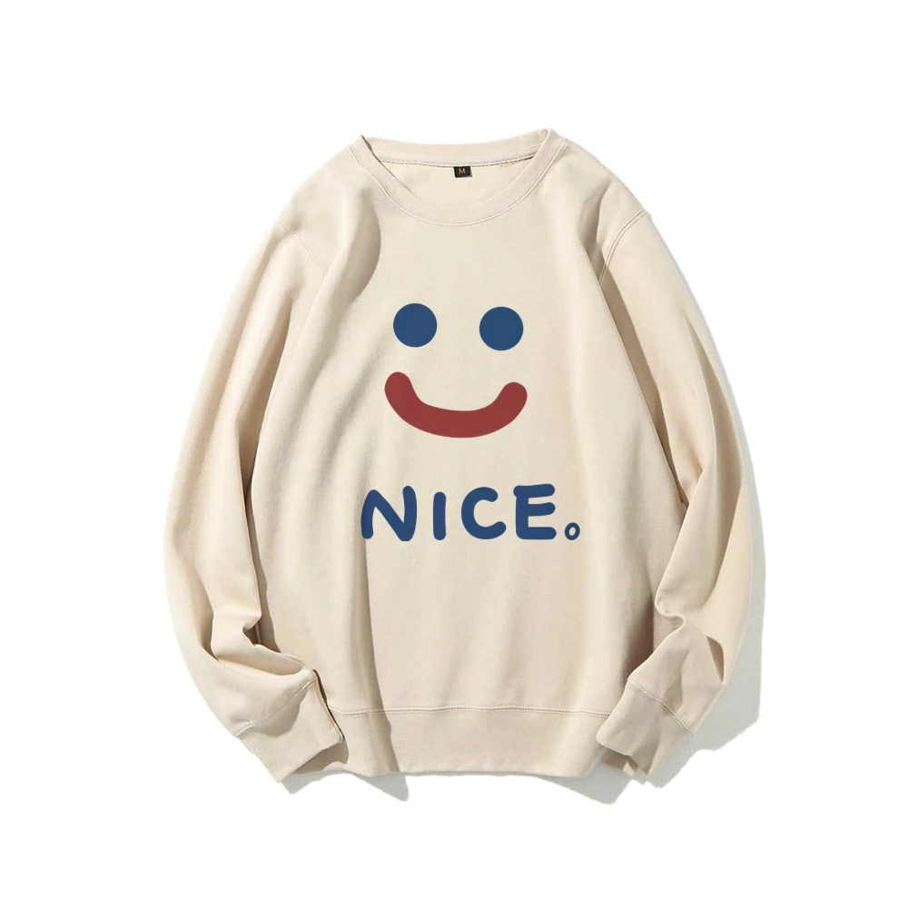 

Nice Smile Women's Graphic Sweatshirt Emoji Positive Latter Cusal Sweatshirt Long Sleeve Cute Stylish Minimalist Top Women