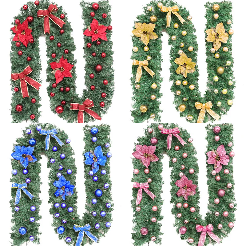 

2.7M Christmas Rattan With LED Light Luxury Scene Decoration Simulation Christmas Rattan Window Flower Vine Xmas Home Party