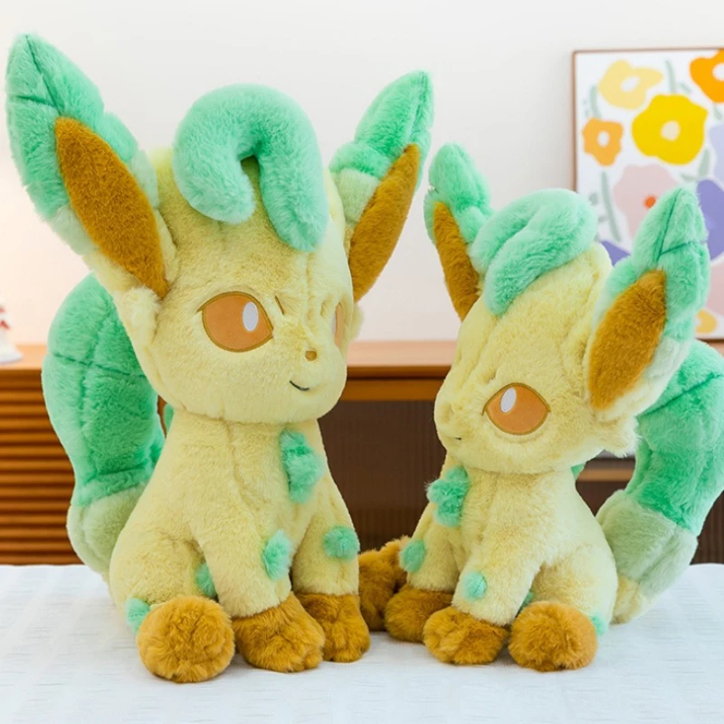 45/80cm Large Leafeon Pokemon Plush Toys Doll Cartoon Ornament Stuffed Plushie Kawaii Eevee Pillow Pokémon Gift for Children