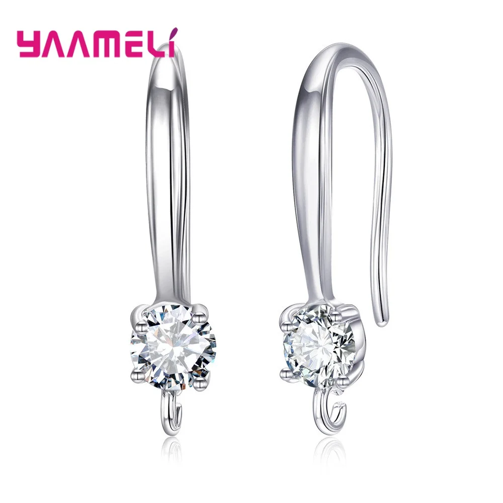 New Arrival 925 Sterling Silver S925 Stamp Hook Earrings White Pink Blue Purple Cubic Zircon Ear Jewelry Accessories Findings