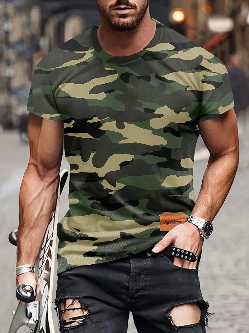 Men's Tactical Camo Camouflage 3d Print T-shirt Men Women Fashion Short Sleeve Tshirt Kids Tops Tees Men Clothing Outdoor Sports - view 6