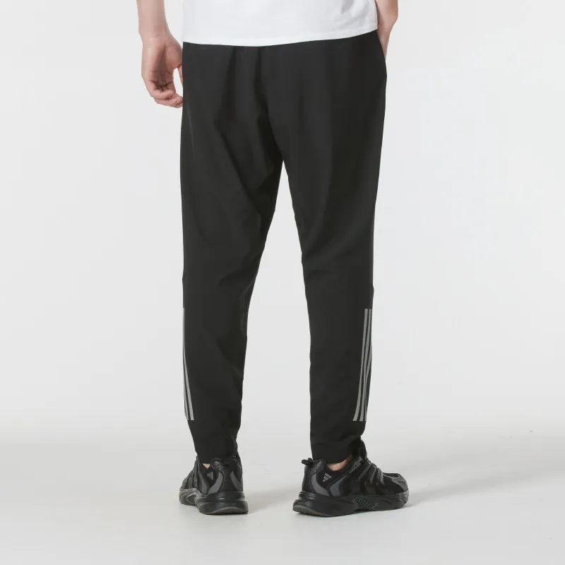 Adidas IM7484 Men Black Woven Pants Drawstring Hidden Zip Pocket 3 Stripes Light Training Athletic Long Trousers Free returns