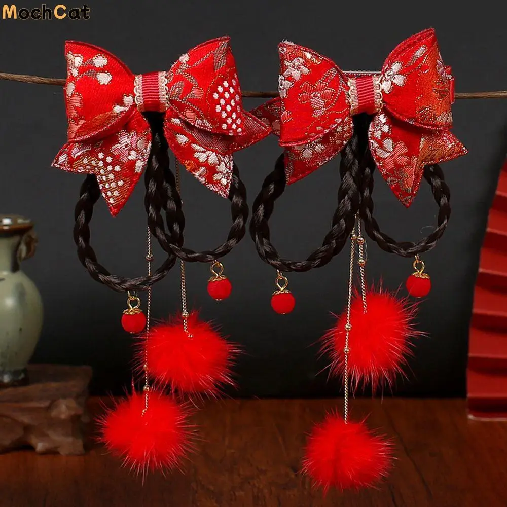 

Tassels Chinese Style Hair Clip Pearl Hanfu Headdress Baby Wig Hairpin Child Hair Accessories New Year Headdress Bow Hair Clip