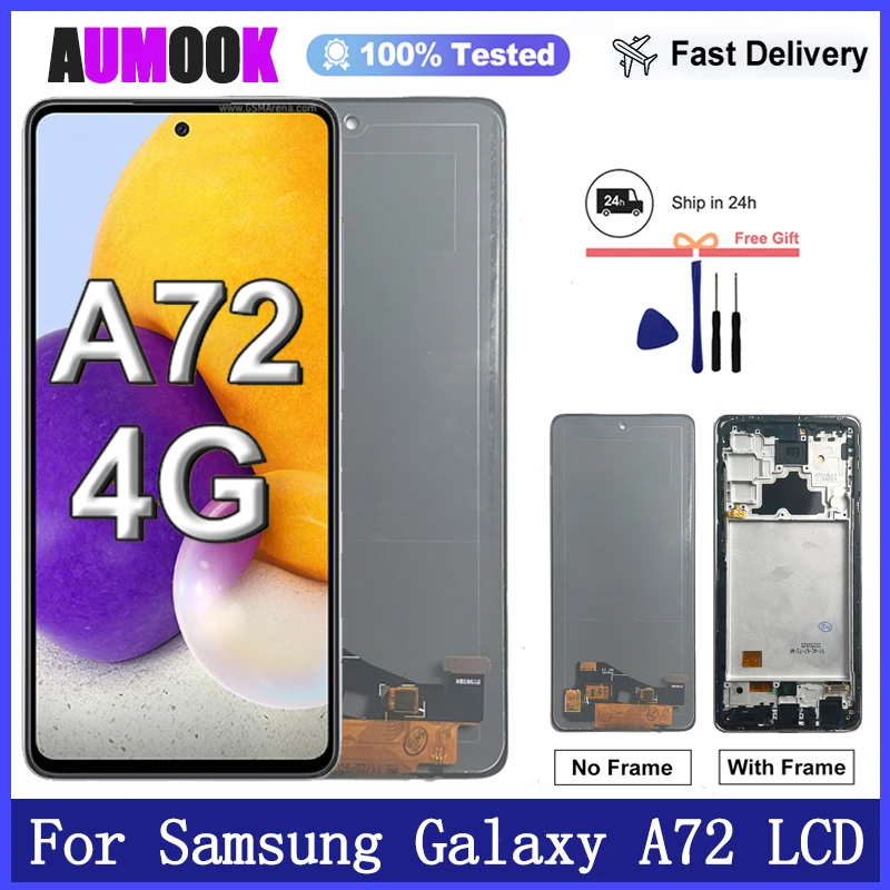 Nueva pantalla AMOLED para Samsung Galaxy A72 4G, conjunto de digitalizador de pantalla táctil LCD para Samsung A72, repuesto de pantalla