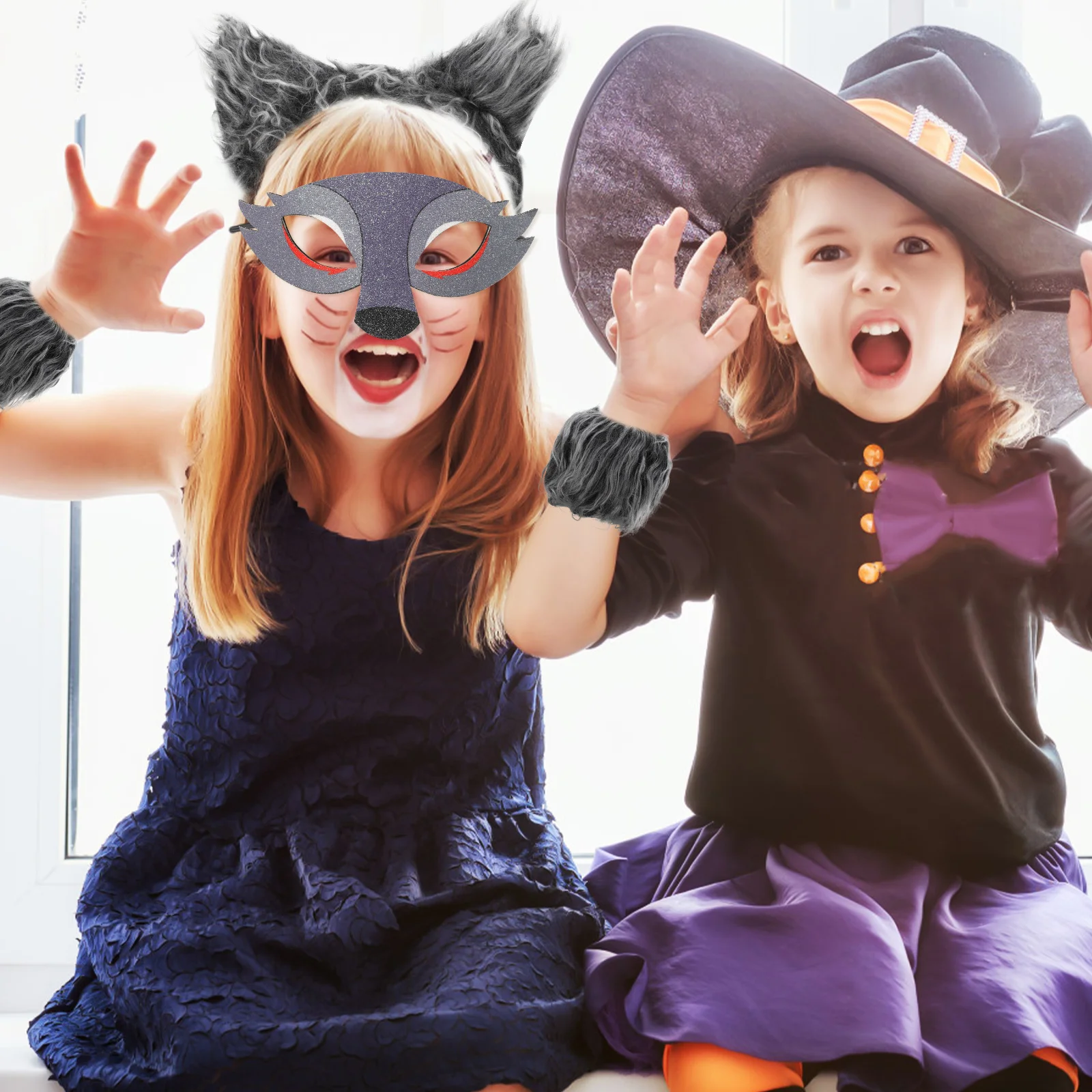 

1 set 1 Set Wolf Ears Tail Gloves Costume Animal Cosplay Accessories For Halloween Party Role Play Performance Props Novelty