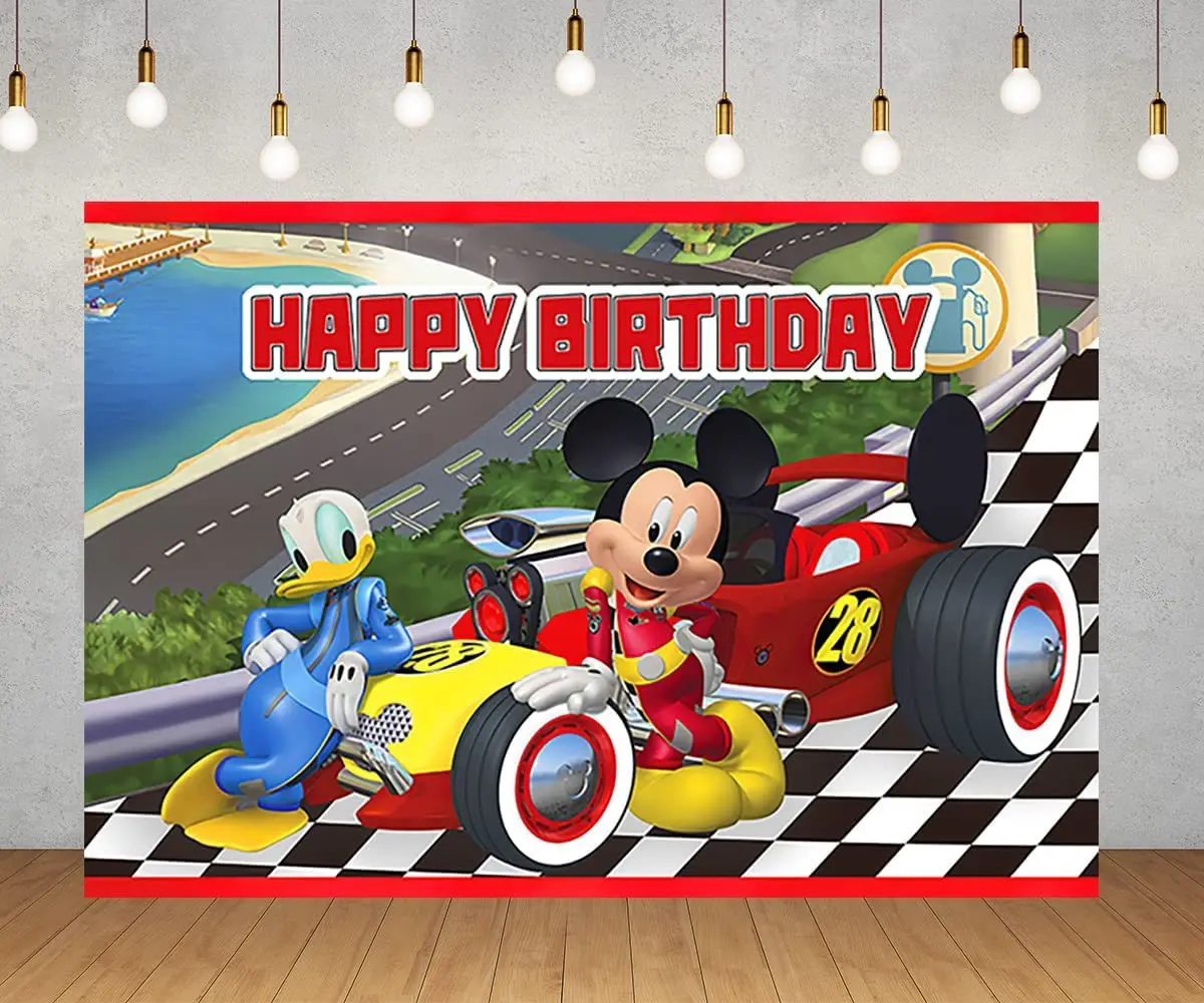 Disney Cartoon Mickey Minnie Mickey Mouse Background Happy Birthday Party Baby Shower Decoration Banner Photography Props