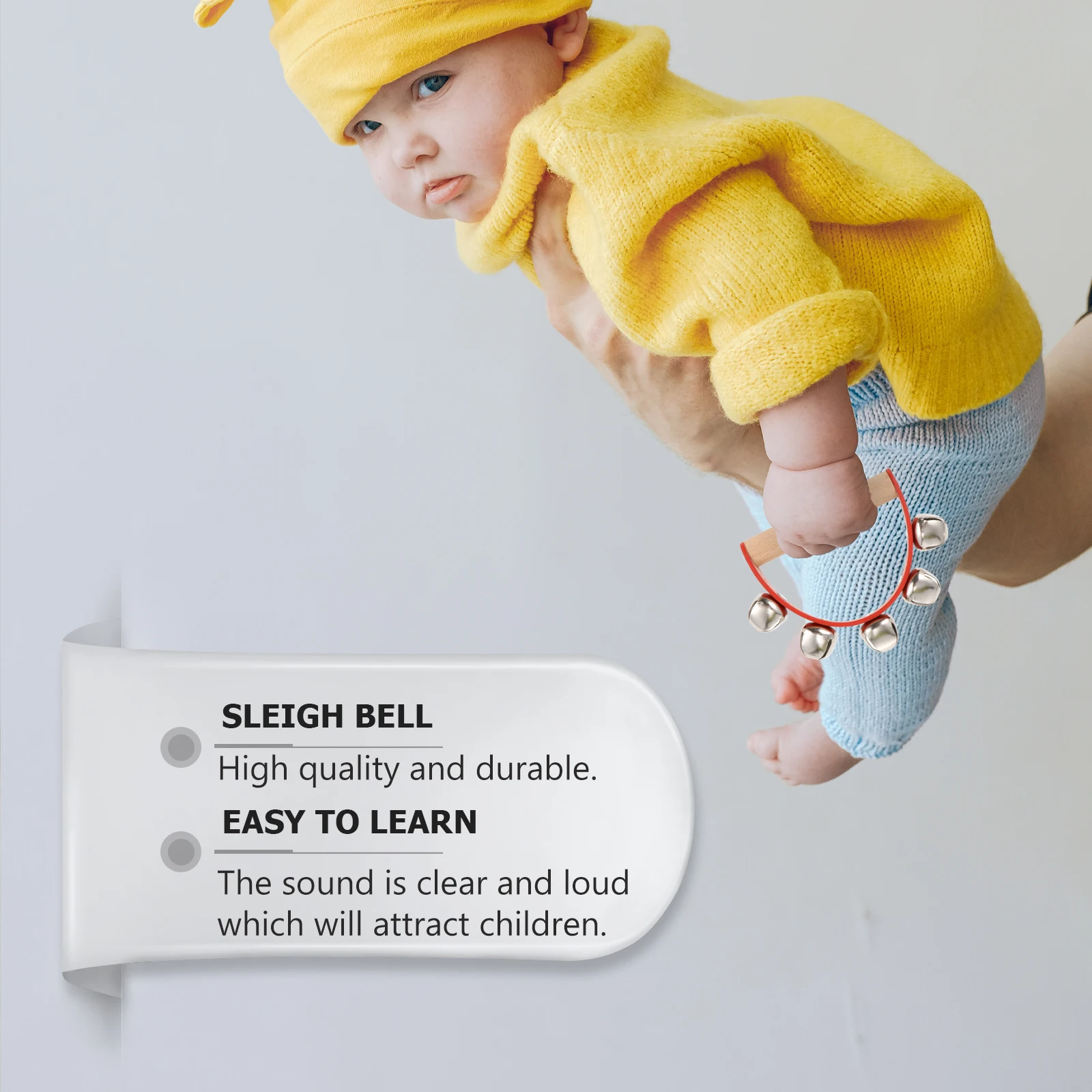 

2 Pcs held Sleigh Bells Wooden H Jingle Christmas Shaking Ergonomic Kids Music Toys Music Enlightenment Toys Lightweight
