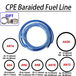 0.5m~10m AN4~AN20 Car Fuel Hose Oil Gas Cooler Hose Line Pipe Tube Nylon Stainless Steel Braided Inside CPE Rubber