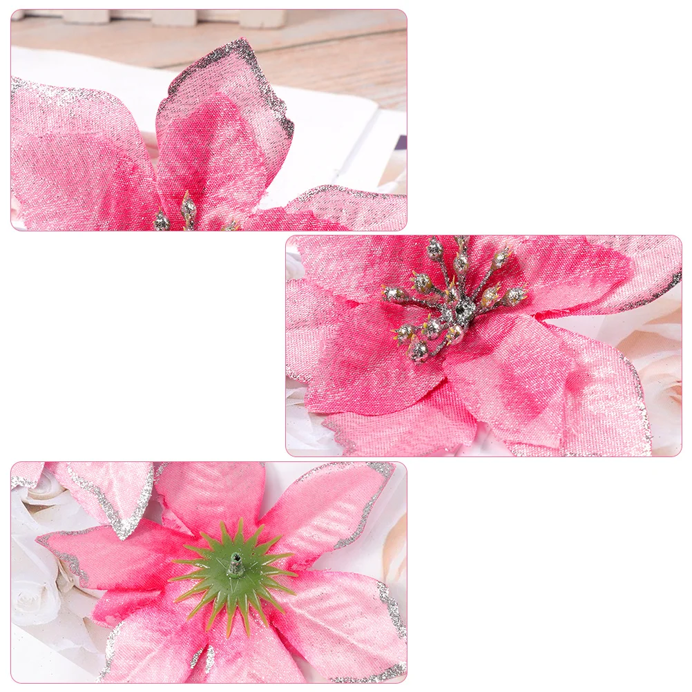 36 szt. Świątecznych sztucznych kwiatów z materiału, dekoracja na przyjęcie, lekkie, wielokrotnego użytku, sztuczne ozdoby kwiatowe na Boże Narodzenie