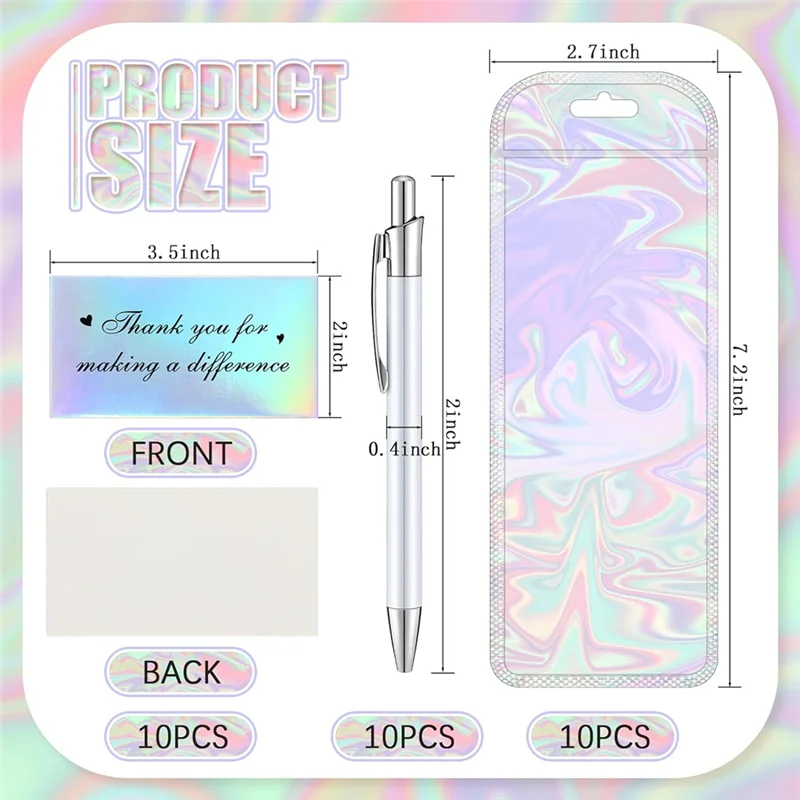

Professional 30 Piece Sublimation Pen Set With Resealable Bag And Holographic Thank You Card Office School Stationery Supplies