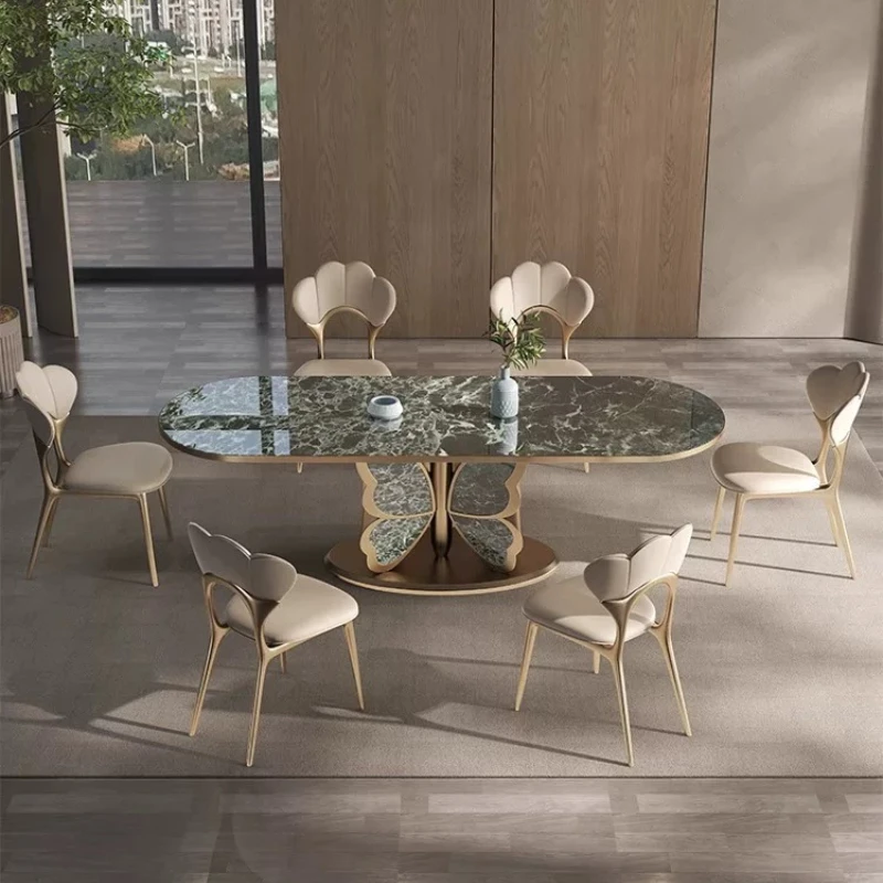 Italian Rock Slab Dining Tables Pliante Furniture Luxury Luxury Stone Marble Dining Table High-end Modern Simple Rectangular
