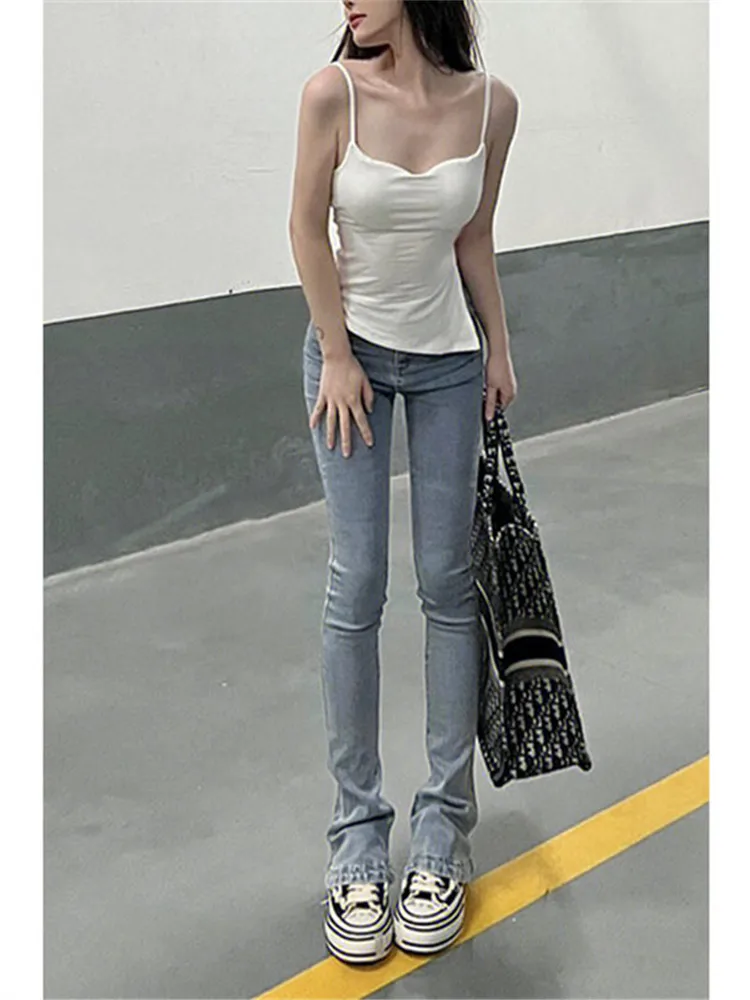 

Extended Length High Waist Bell Bottom Jeans Women's Spring Autumn Slim Fit Elastic Slimming Floor Length Hoof Pants