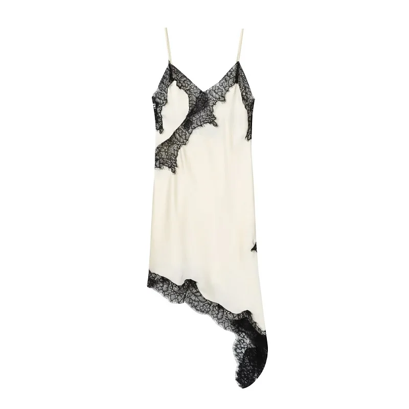 MUJER 2025 Kanten Slipdress Vrouw Zwart Backless Korte Jurken voor Vrouwen Asymmetrische Party vrouwen Zomerjurk Satijn Sexy Jurken
