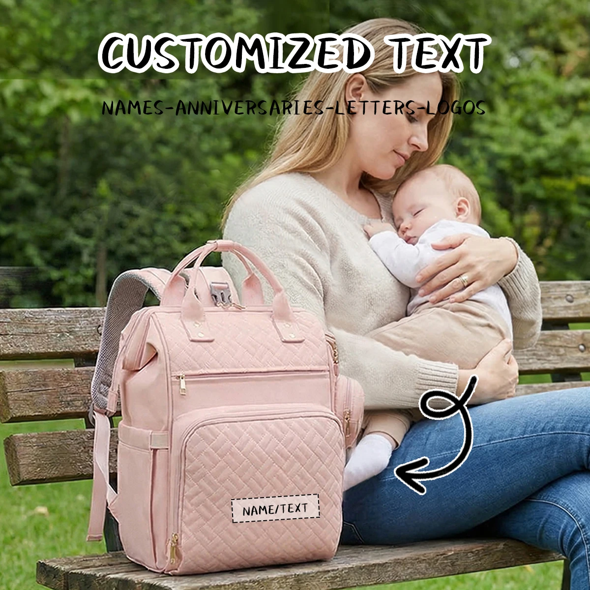 

Logo Customization, Lightweight Travel Series Mommy Bag, Stylish New Maternity Bag for Outings, Large Capacity Backpack, Personalized DIY