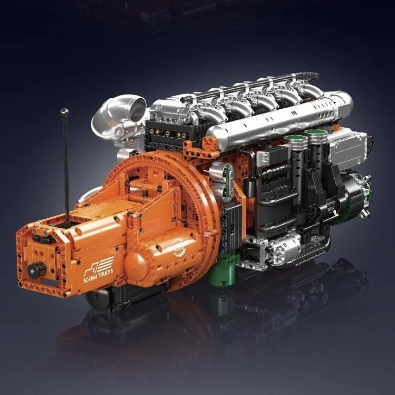 Mould King 10200 MOC Motore tecnico per camion e tecnologia del modello di trasmissione I blocchi di costruzione include motore e scatola batteria