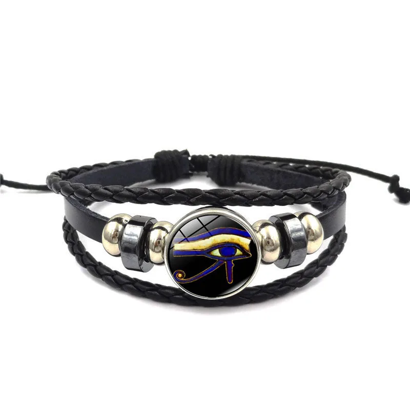 Horus Eye Time Gem Leather Bracelet Women\'s Handmade Multi-layer Knitted Beaded Bracelet Jewelry