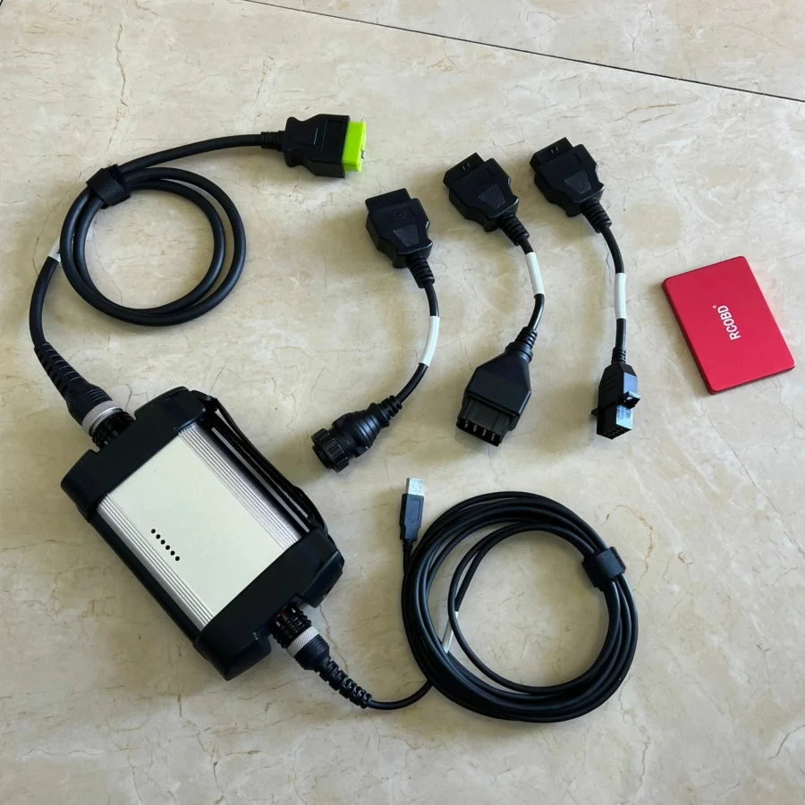 Best Diagnostic Tool for Volvo 88890300 Vocom Interface Truck Calibrate Programming with Laptop D630 4g ram OBD2 scanner