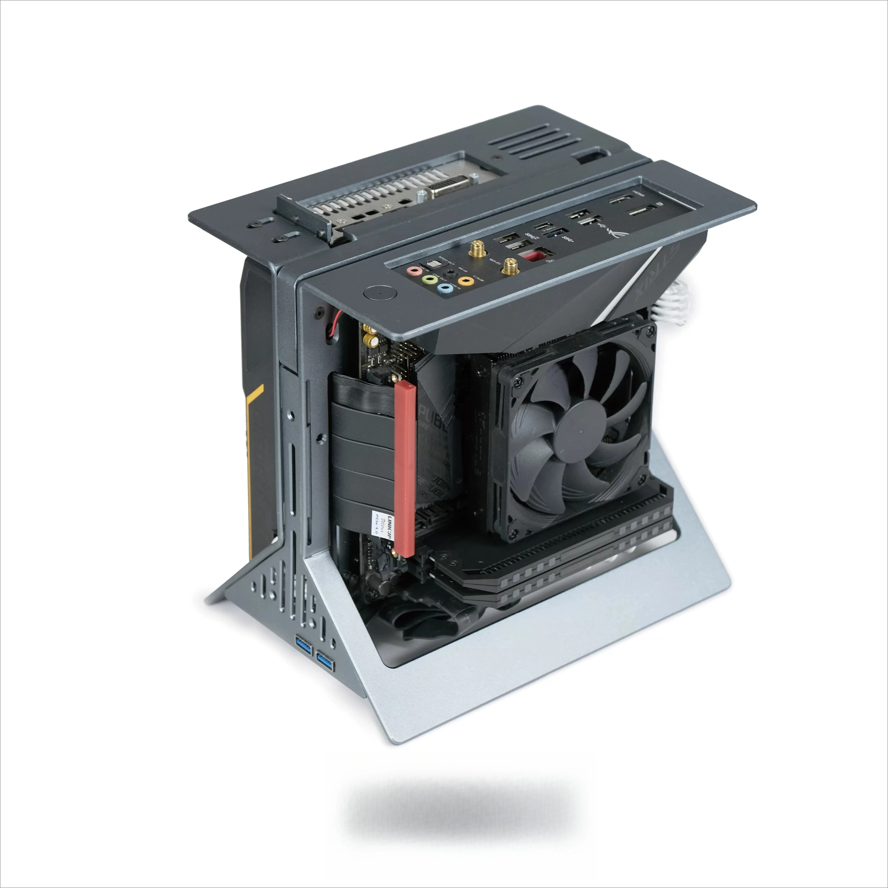 ITX Open 1U Nuclear Display All Aluminum Vertical Portable Handle Case