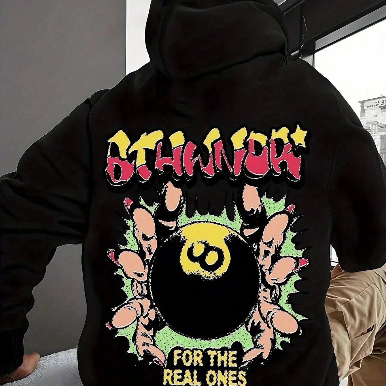 هالوين ملابس الرجال هوديي أسود مع الخيال العلمي الرعب نمط مطبوعة البلوز الخريف موضة جديدة الشارع الهيب هوب رياضية