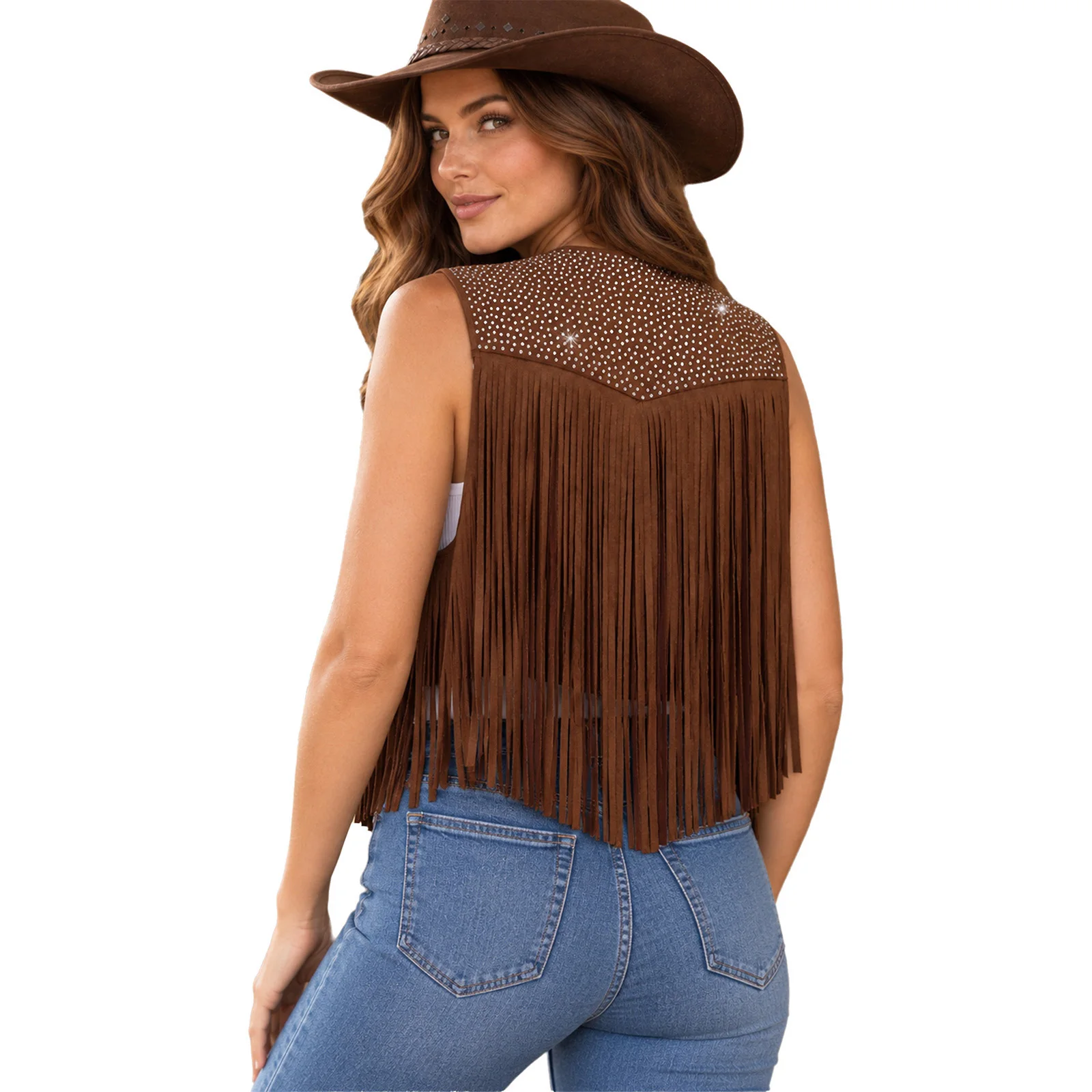 Gilet Cowgirl à Franges et Strass Femme – photo 14