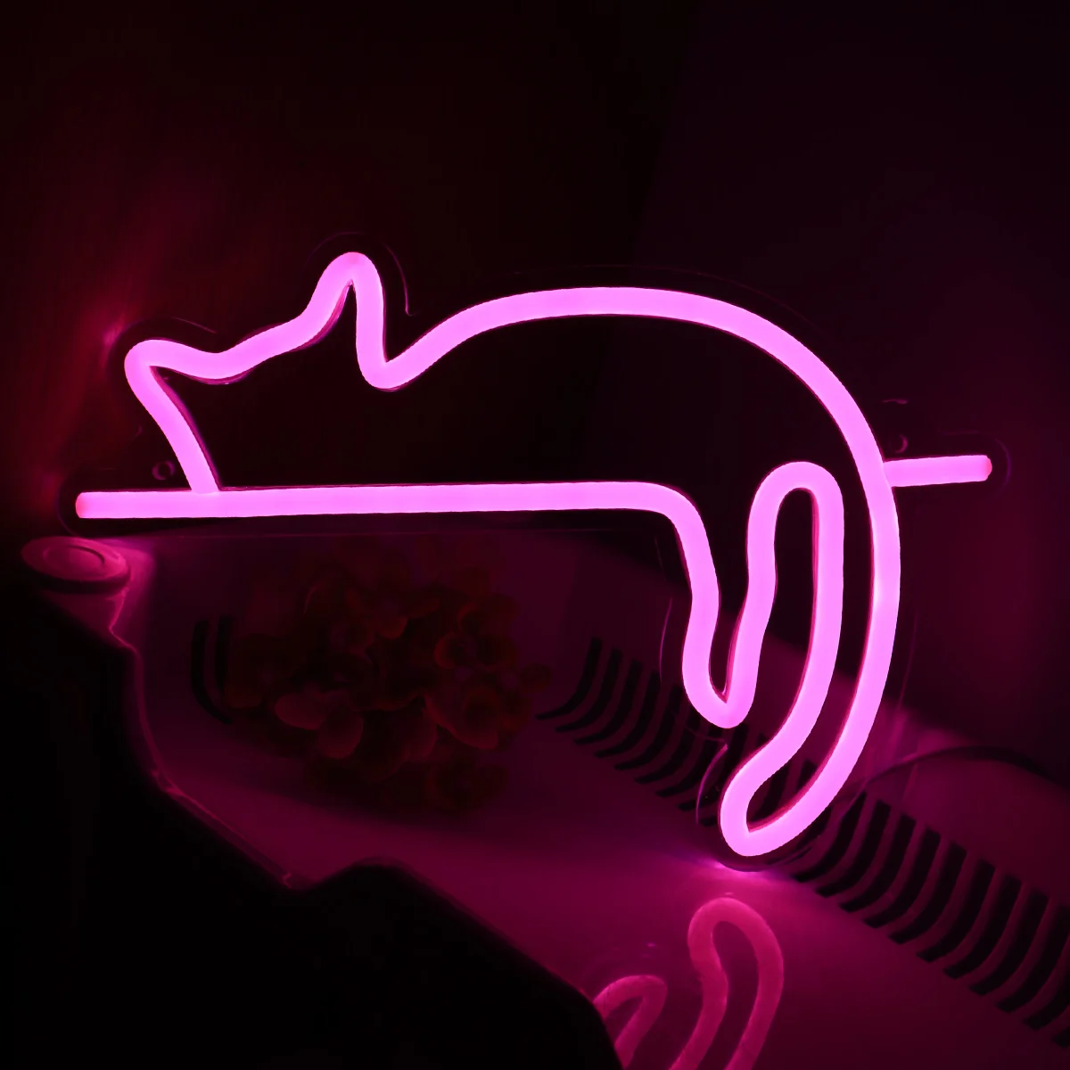 1pc Cute Pink Cat Wall LED Neon Sign Light For Party Gallery Pub Club Bar Shop Decoration Gifts 10.79\'\'*7.24‘’