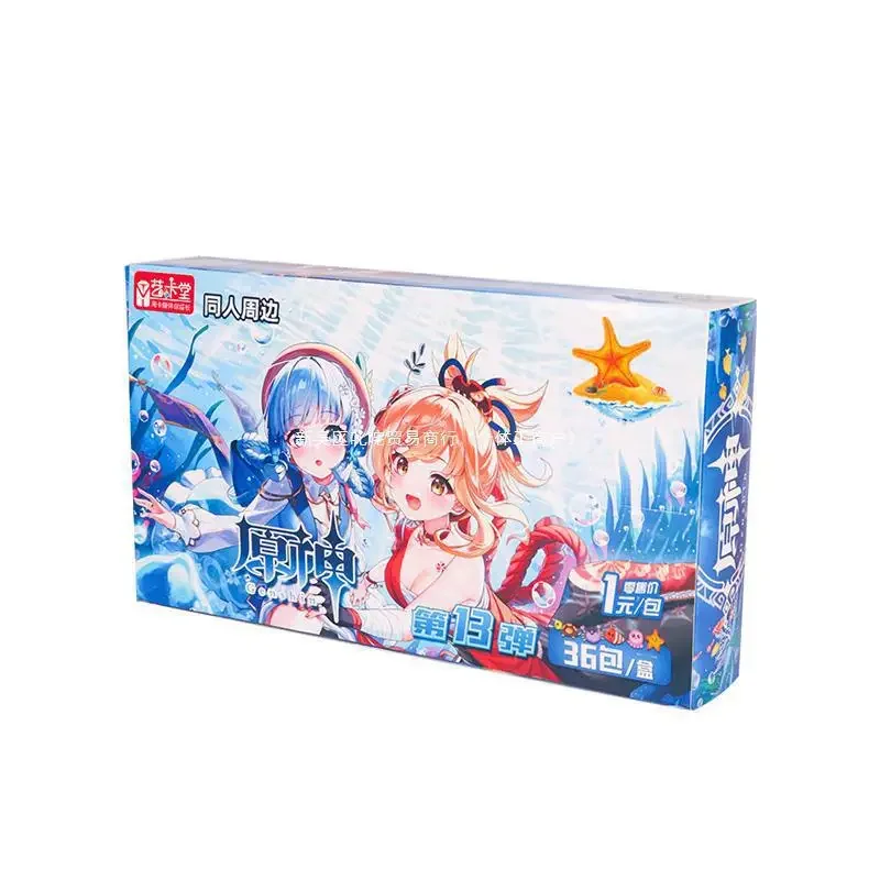 Genshin impacto jogo coleção cartões anime projeto tcg jogo lumine booster caixa coleção cartões jogos raro ssr brinquedos presentes