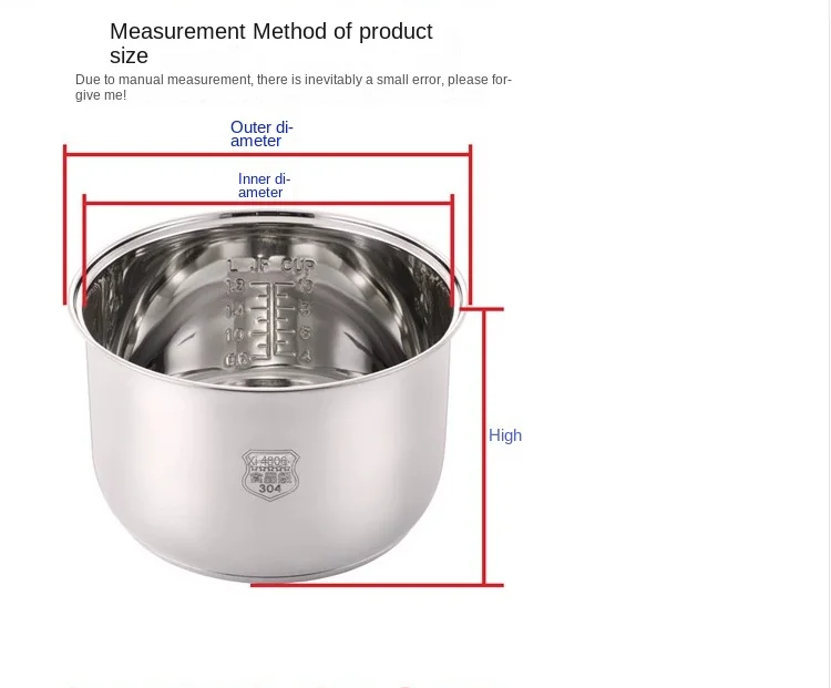 Autocuiseur antiadhésif en acier inoxydable 304, 2L, 3L, 4L, 5L, 6L, marmite intérieure, doublure de riz, ustensiles, accessoires de cuisine