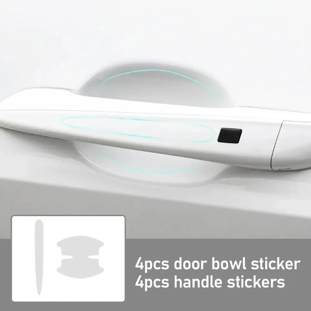 8 قطعة وعاء باب السيارة المضادة للخدش ملصق واضح وعاء الباب مقبض حماية ملصق الطلاء سطح فيلم مقبض المضادة للتصادم قطاع