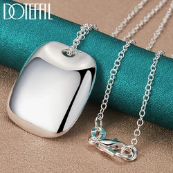 DOTEFFIL 925 Sterling Silver Square Smooth Pendant Necklace 18-30 Inch Chain For Woman Wedding Engagement Party Charm Jewelry
