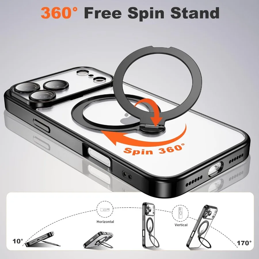 Supporto ad anello magnetico con rotazione a 360° compatibile con la custodia per iPhone 17 Pro per accessori Mag-Safe