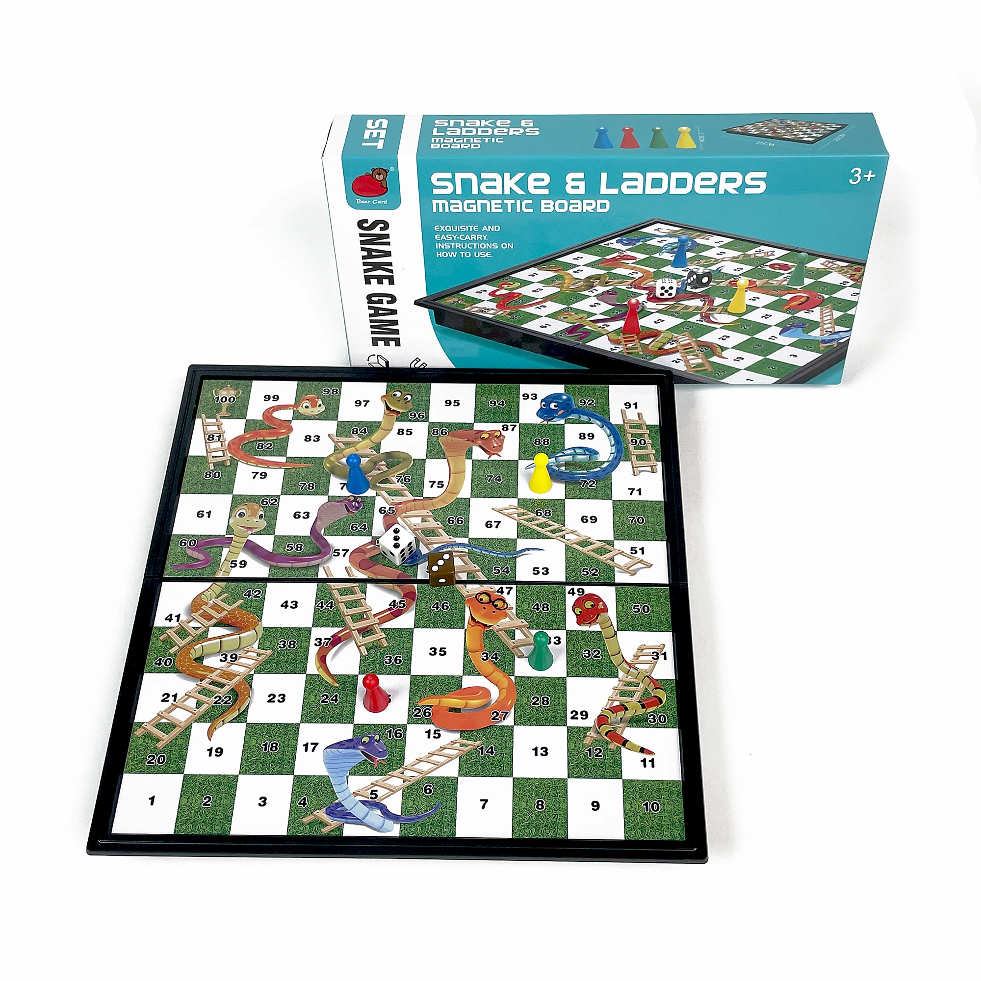 

Складная магнитная настольная игра «Змеи и лестницы» 25х25 см, портативный пластиковый набор для путешествий и активного отдыха