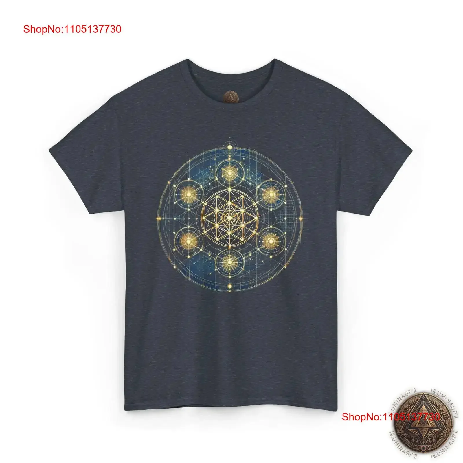 Sacred Geometry T Shirt For Metatron's Cube Mysticism vintage Washed homme streetwear fashion Slightly Top For Everyday Wear