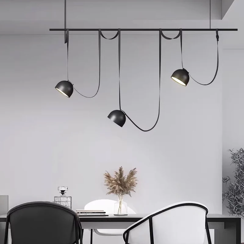 الإيطالية مصمم الجلود قلادة مصباح الشمال مكتب استوديو LED ثريا تركب بالسقف دوبلكس المنزل المعيشة غرفة الطعام مصابيح تعليق للزينة #3