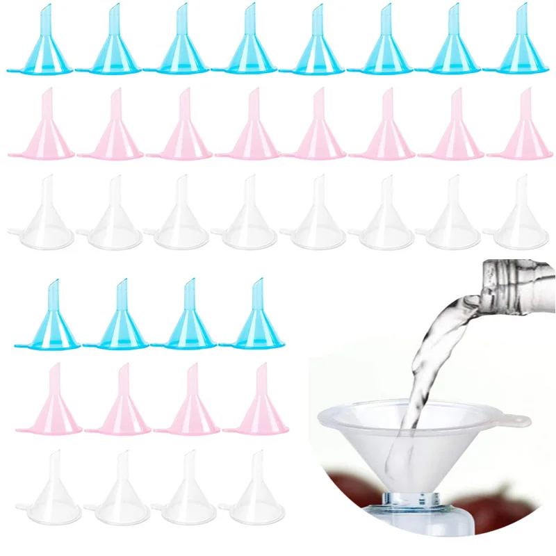 

300Pcs Small Funnel Clear Plastic Mini Funnels for Science Lab Bottle Filling Liquid Essential Oils Perfume Powder