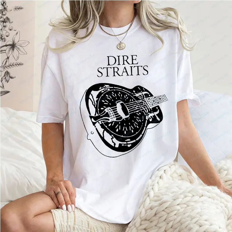 Men T Shirt Rock Dire Straits Band Guitar cotton Tees Harajuku Hip-hop Streetwear Creative Graphic Tshirts Summer Oversized Tee
