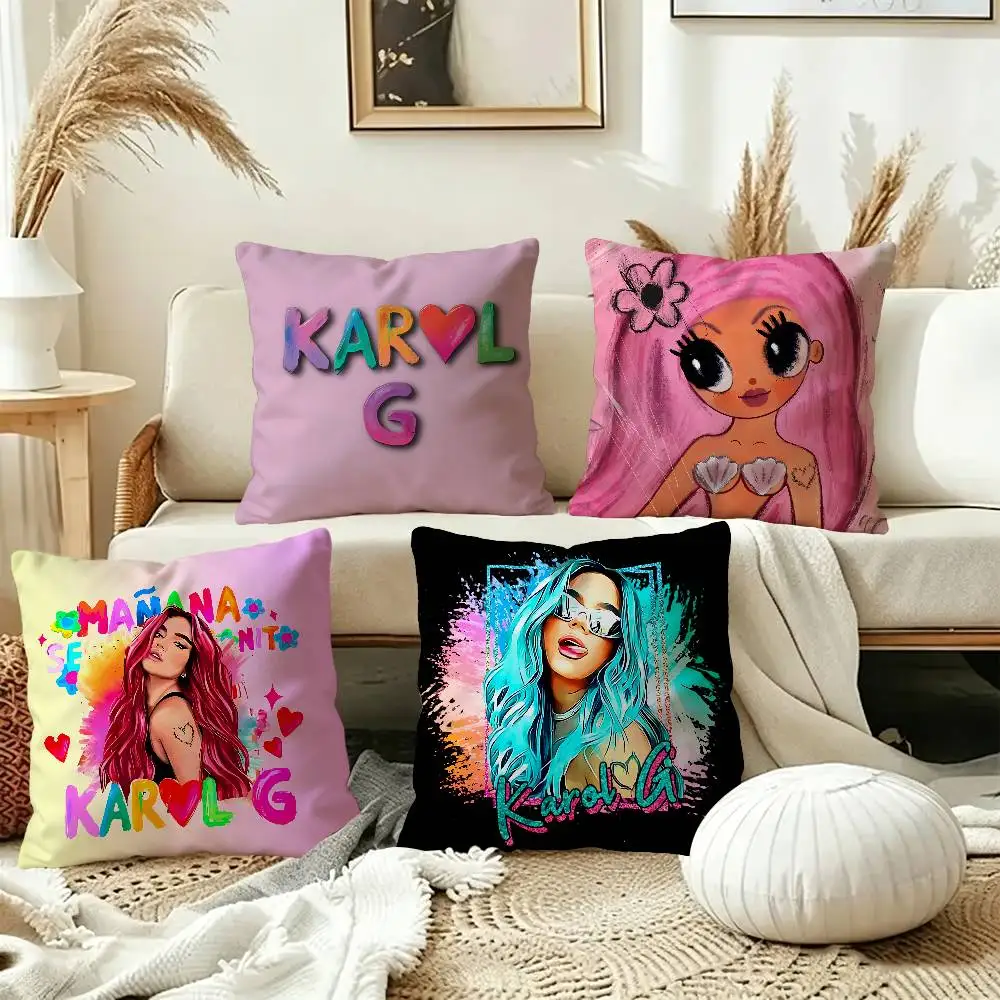 Singer K-Karol G Anime Cushion Cover Pillow Cover Decor Pillowcase Printed Cushion Case for Couch