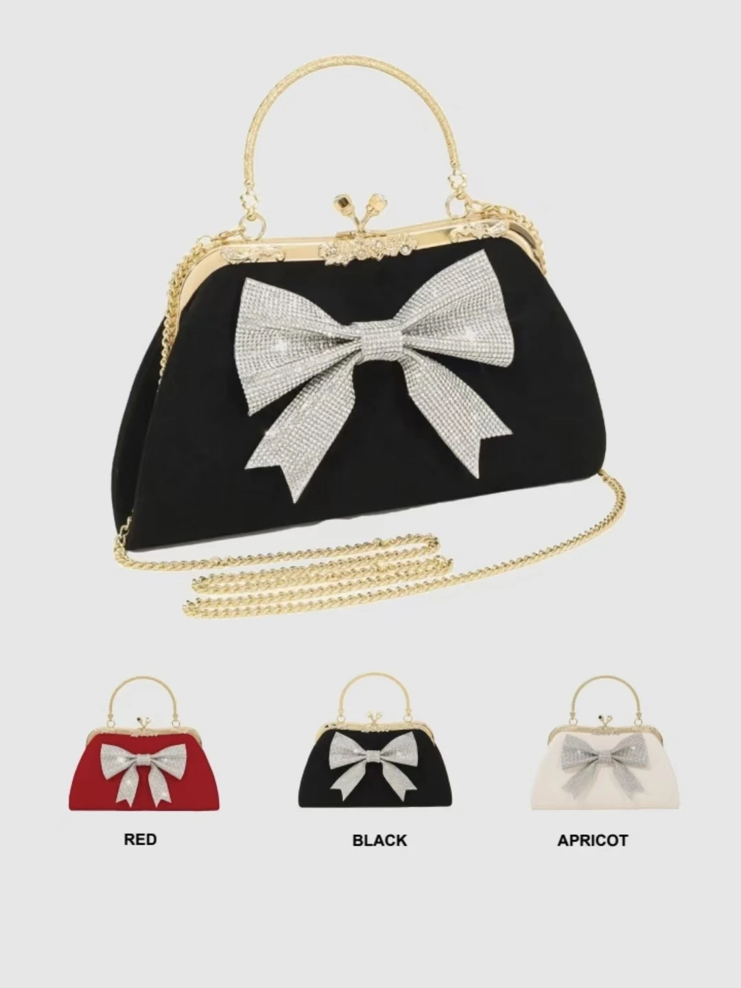 

Charming Bow handbag, Shoulder/Crossbody Chain Bag, Evening Bag, Ladies Accessories, Bridal Clutch, Suitable for Party, Wedding