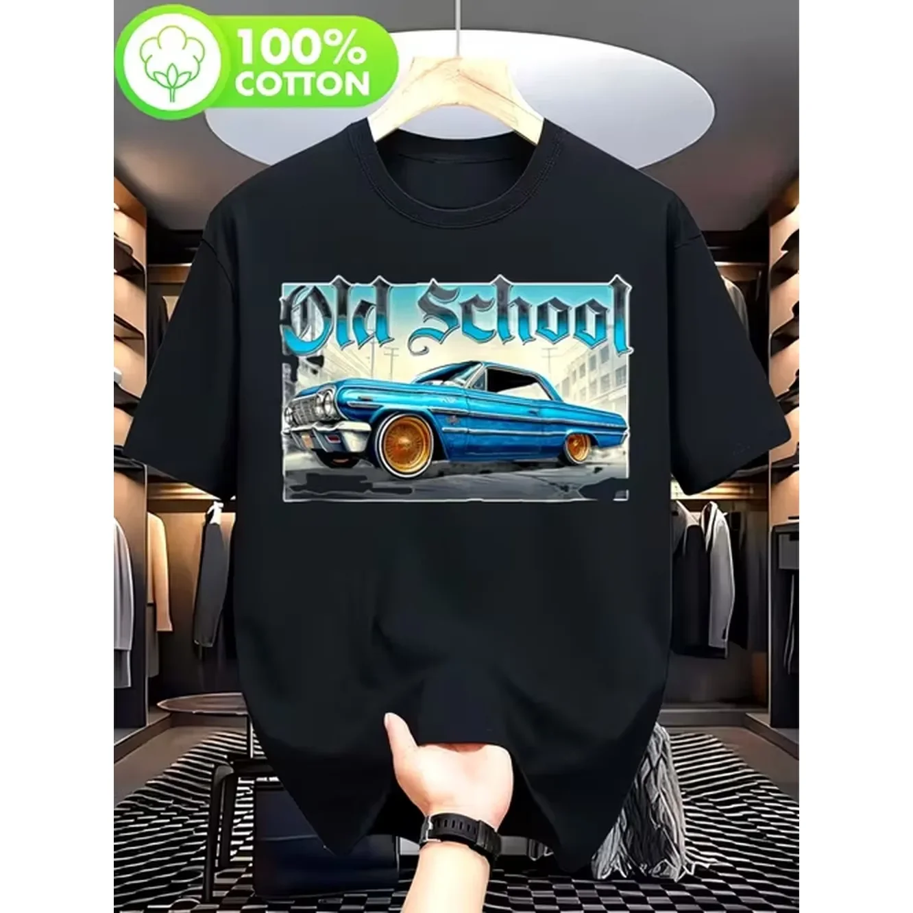 Mens Vintage 70S And 80S Car T Shirt Turquoise Blue And Design With Print Soft Nostalgic Graphic Tee For Casual Wear Shirt For Concerts Gym And Retro Events Machine Washable