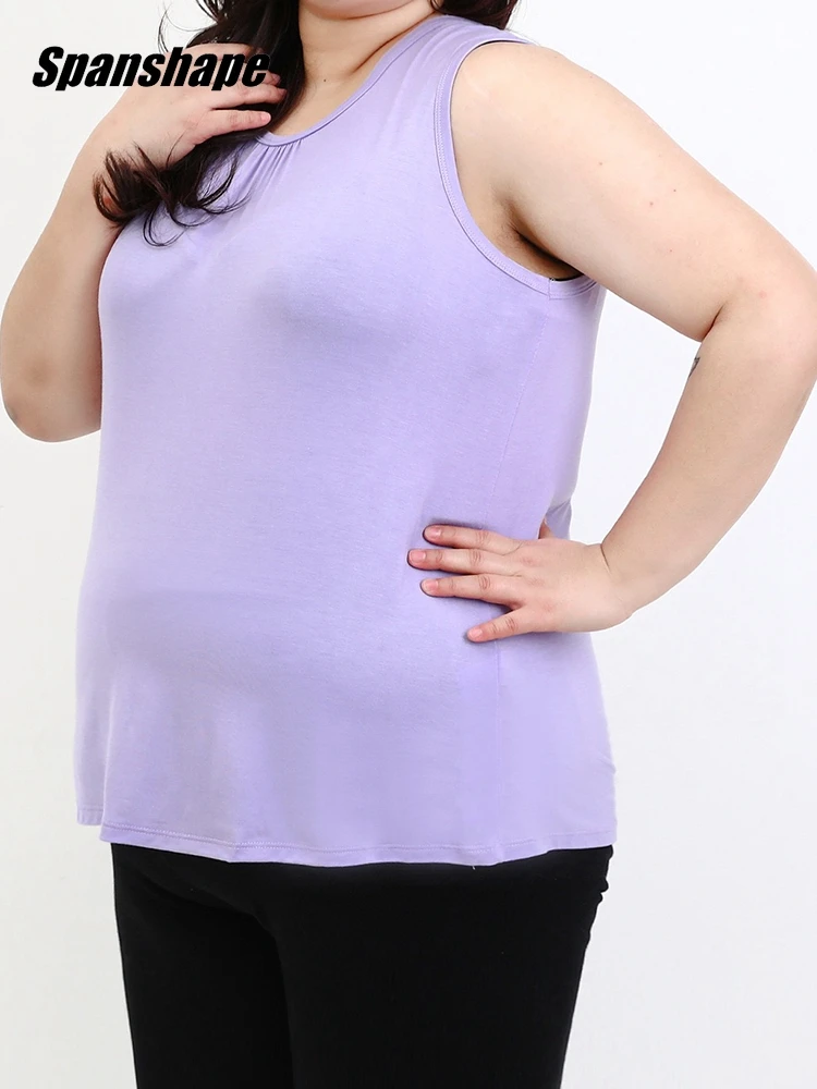 Women\'s Crewneck Basic Tank Tops Plus Size Casual Loose Sleeveless Shirts Scoop Neck Cotton Tank Tee Blouses 2XL 3XL ouc1629