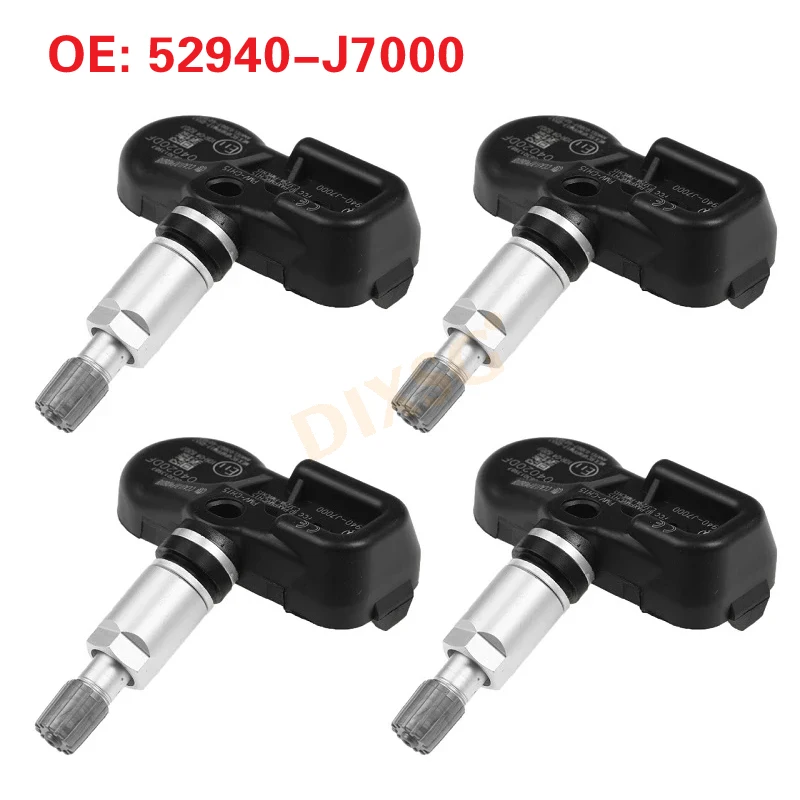 4 pces sensor tpms do carro 52940j7000 PMV-CH15 sensor de monitoramento de pressão dos pneus para 2019-2020 kia forte ceed (cd) k3 tpms 433mhz