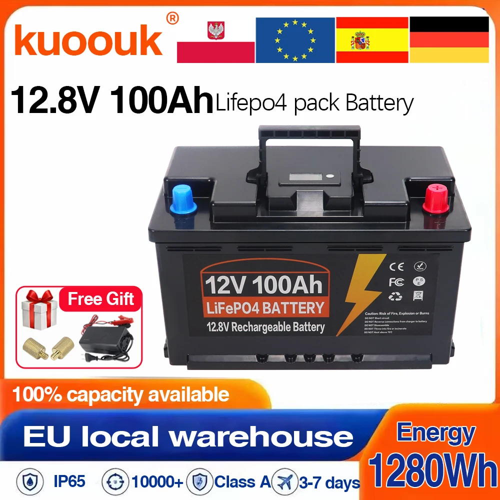 LiFePO4-Batterie 12V 24V 100Ah 150Ah 200Ah 350Ah 700Ah Lithium-Eisenphosphat-Batterie mit integriertem BMS, 10000+ Zyklen für Wechselrichter, Solaranlagen, Wohnmobile, steuerfrei