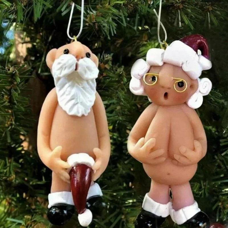 Christmas Keychain,Resin Santa Claus Ornament Santa Funny Christmas Tree Pendant,Christma Tree Ornaments Hanging Pendants