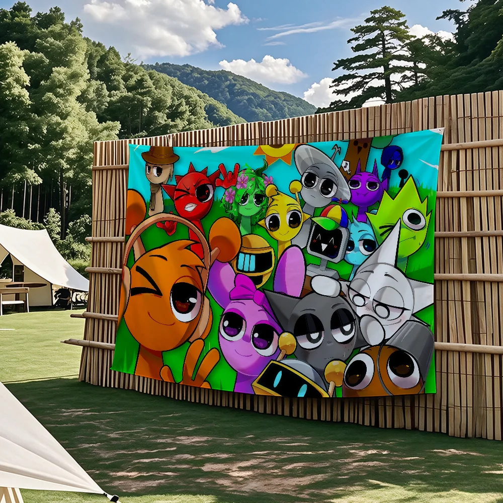 Game S-Sprunki Geburtstagsflagge, Wandteppiche, für Partys im Freien, Schlafzimmer, Wohnzimmer, Schlafsäle, Wanddekoration, Banner, Geschenke – Detail 7
