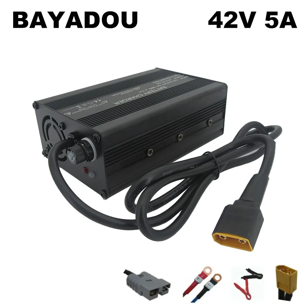 

42V 36V 5A Li-ion Fast Charger For 36 Volt 10S Lithium 30AH 50AH Golf Cart Forklift Battery Charger XT90 Connector