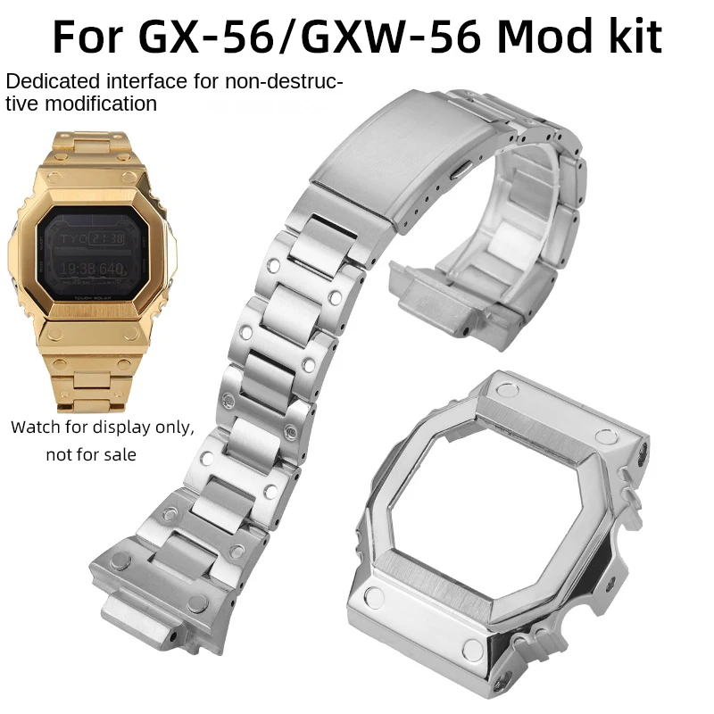 

For G-SHOCK GX56BB strap Giant G GX-56BB bracelet Bezel Casio GXW56 mod kit silver black gold case strap Stainless Steel band