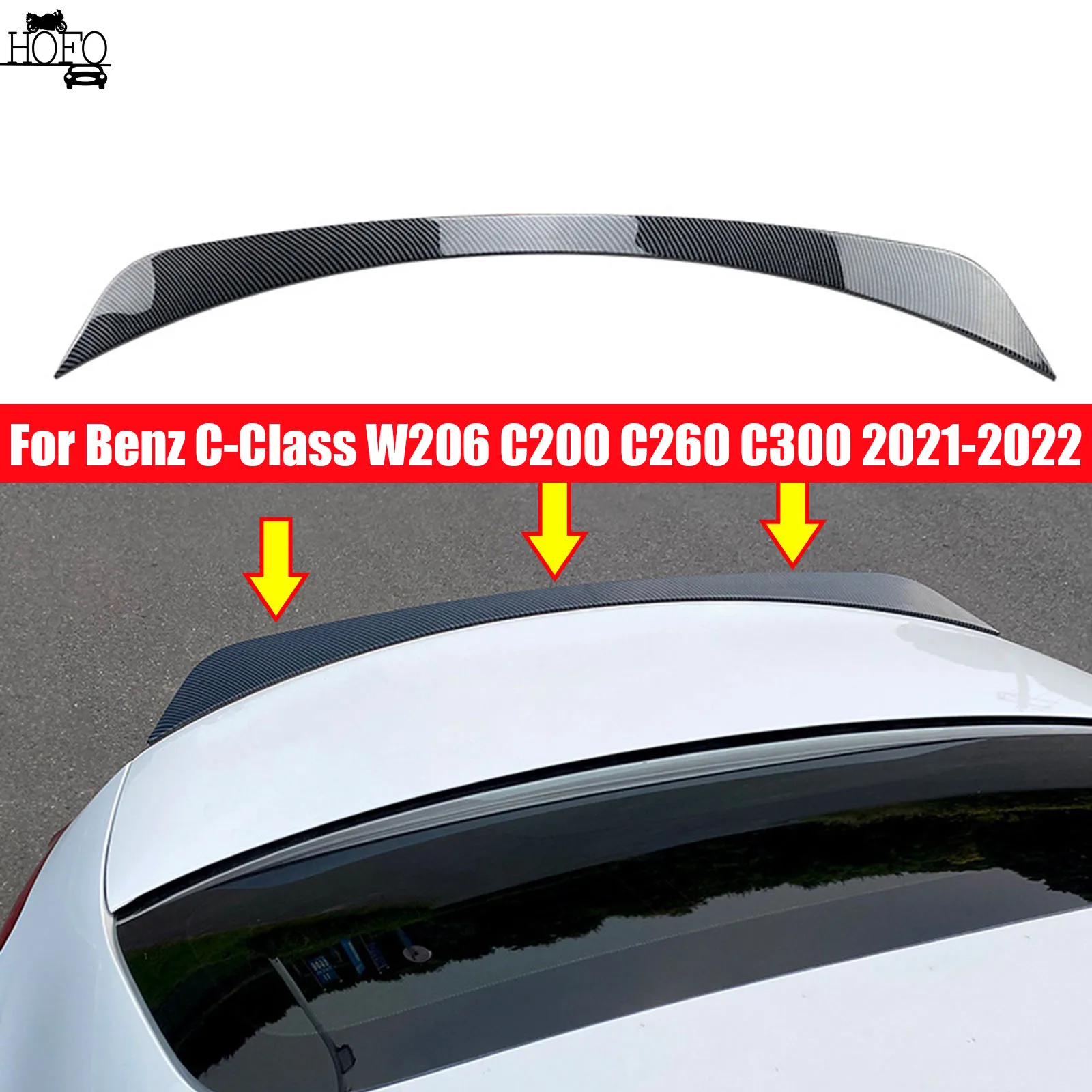 

For Mercedes Benz C-Class W206 C200 C260 C300 2021-2022 Rear Trunk Roof Splitter Boot Lip Spoiler Wing Bodykit Tuning