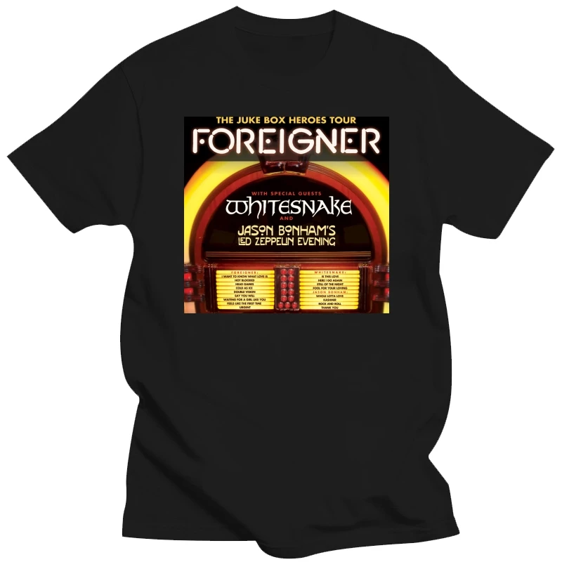 Foreigner Whitesnake Jukebox Heroes Tour 2018 Mens Black T-Shirt Size S to 3XL