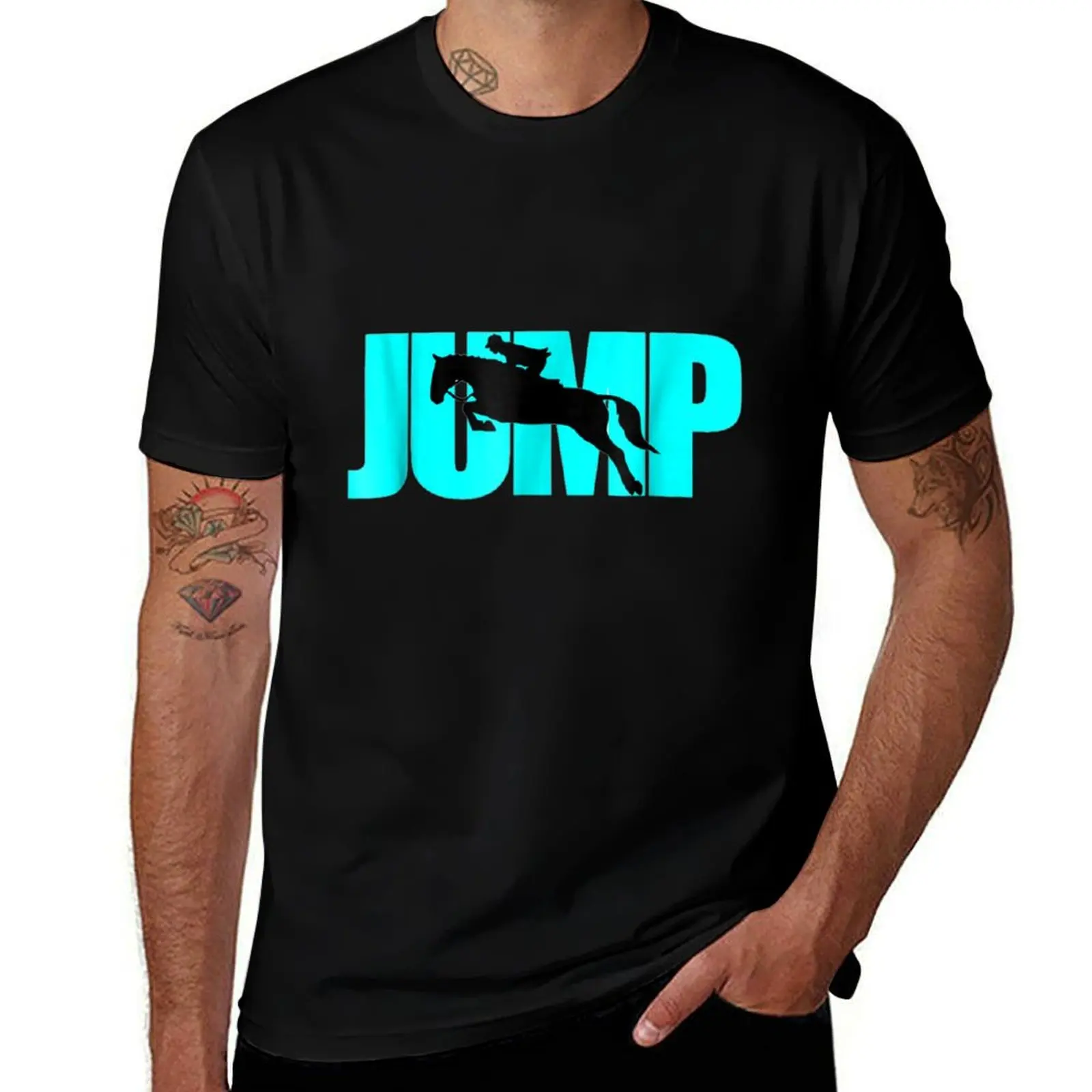 

Horse Riding Jump T-Shirt man t shirt cotton high quality t shirts for man graphic cars T-Shirt