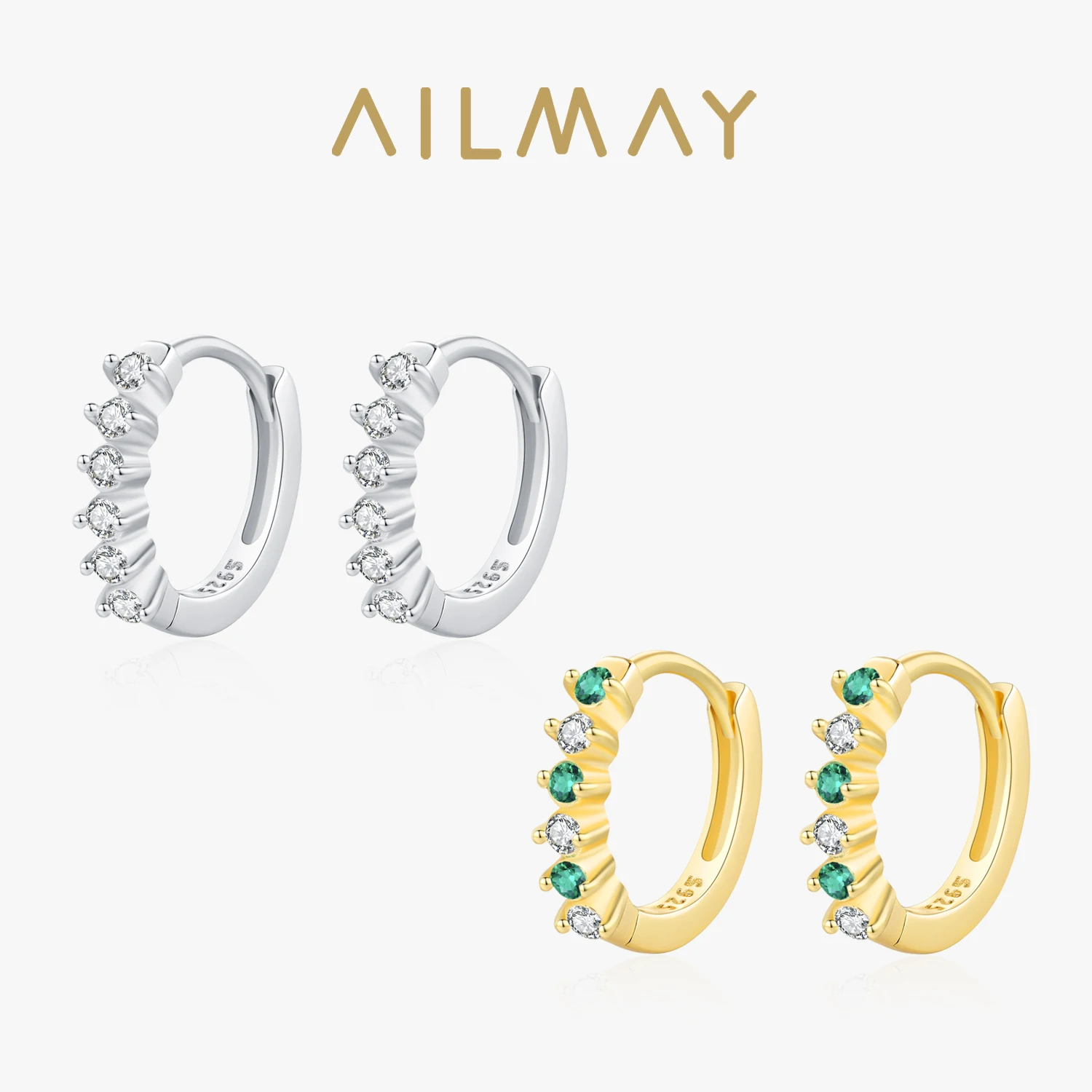 

Ailmay простые серьги-кольца из стерлингового серебра 925 пробы со сверкающим цирконом для женщин, многослойные серьги в стиле минимализм, ювелирные изделия, подарок